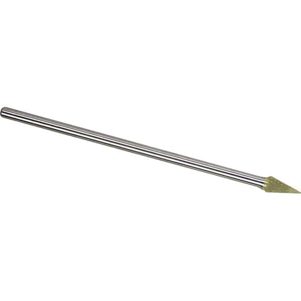 Made in USA - 3/8" Cut Diam, 1/4" Shank Diam, Cone Head Double Cut Burr - Carbide, 5/8" LOC, 6-5/8" OAL - Exact Tool & Supply