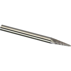 Made in USA - 6mm Cut Diam, 0.2362" Shank Diam, Cone Head Diamond Cut Burr - Carbide, 12.7mm LOC, 50mm OAL - Exact Tool & Supply