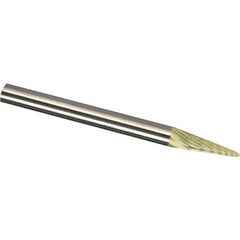 Made in USA - 6mm Cut Diam, 0.2362" Shank Diam, Cone Head Diamond Cut Burr - Carbide, 12.7mm LOC, 50mm OAL - Exact Tool & Supply