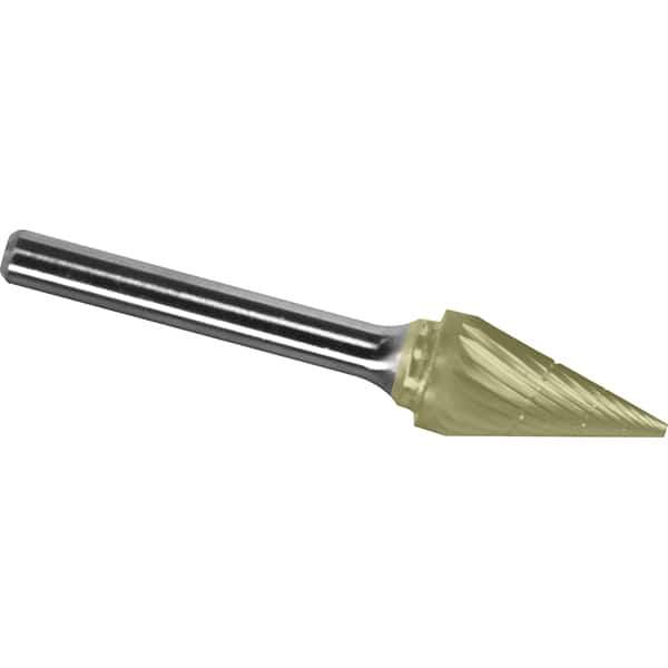 Made in USA - 6mm Cut Diam, 0.2362" Shank Diam, Cone Head Chipbreaker Cut Burr - Carbide, 25mm LOC, 50mm OAL - Exact Tool & Supply