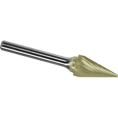 Made in USA - 6mm Cut Diam, 0.2362" Shank Diam, Cone Head Chipbreaker Cut Burr - Carbide, 25mm LOC, 50mm OAL - Exact Tool & Supply