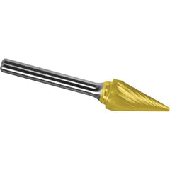Made in USA - 6mm Cut Diam, 0.2362" Shank Diam, Cone Head Chipbreaker Cut Burr - Carbide, 25mm LOC, 50mm OAL - Exact Tool & Supply