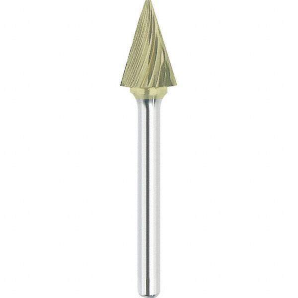 Made in USA - 6mm Cut Diam, 0.2362" Shank Diam, Cone Head Single Cut Burr - Carbide, 25mm LOC, 50mm OAL - Exact Tool & Supply