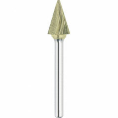 Made in USA - 6mm Cut Diam, 0.2362" Shank Diam, Cone Head Single Cut Burr - Carbide, 25mm LOC, 50mm OAL - Exact Tool & Supply