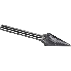 Made in USA - 6mm Cut Diam, 0.2362" Shank Diam, Cone Head Chipbreaker Cut Burr - Carbide, 19mm LOC, 50mm OAL - Exact Tool & Supply