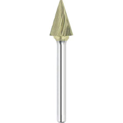 Made in USA - 3mm Cut Diam, 0.1181" Shank Diam, Cone Head Single Cut Burr - Carbide, 11mm LOC, 75mm OAL - Exact Tool & Supply
