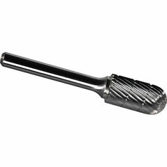 Made in USA - 8mm Cut Diam, 0.2362" Shank Diam, Cylinder with Radius Head Chipbreaker Cut Burr - Carbide, 25mm LOC, 70mm OAL - Exact Tool & Supply
