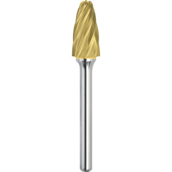 Made in USA - 6.3mm Cut Diam, 0.1181" Shank Diam, Tree with Radius Head Aluma Cut Burr - Carbide, 12.7mm LOC, 50mm OAL - Exact Tool & Supply