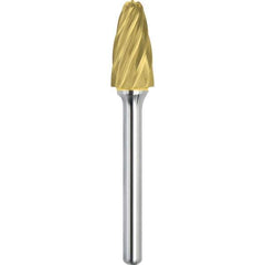 Made in USA - 1/2" Cut Diam, 1/4" Shank Diam, Tree with Radius Head Aluma Cut Burr - Carbide, 1" LOC, 2-3/4" OAL - Exact Tool & Supply