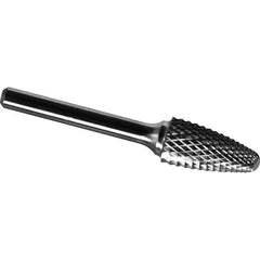 Made in USA - 1/4" Cut Diam, 1/4" Shank Diam, Tree with Radius Head Diamond Cut Burr - Carbide, 5/8" LOC, 2" OAL - Exact Tool & Supply