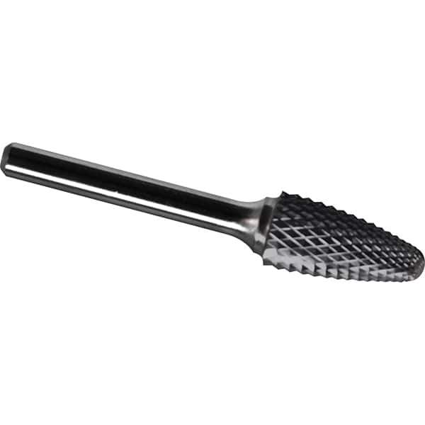 Made in USA - 5/8" Cut Diam, 3/8" Shank Diam, Tree with Radius Head Diamond Cut Burr - Carbide, 1" LOC, 2-3/4" OAL - Exact Tool & Supply