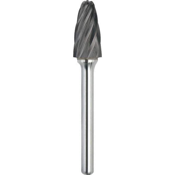 Made in USA - 6.3mm Cut Diam, 0.1181" Shank Diam, Tree with Radius Head Aluma Cut Burr - Carbide, 12.7mm LOC, 50mm OAL - Exact Tool & Supply