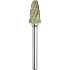 Made in USA - 3/4" Cut Diam, 1/4" Shank Diam, Tree with Radius Head Aluma Cut Burr - Carbide, 1-1/2" LOC, 3-1/4" OAL - Exact Tool & Supply