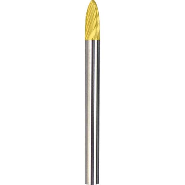 Made in USA - 3mm Cut Diam, 0.1181" Shank Diam, Tree with Radius Head Chipbreaker Cut Burr - Carbide, 12.7mm LOC, 50mm OAL - Exact Tool & Supply