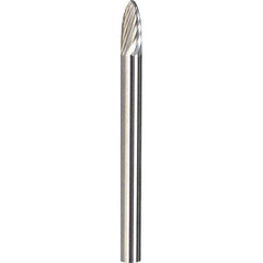 Made in USA - 6mm Cut Diam, 0.2362" Shank Diam, Tree with Radius Head Aluma Cut Burr - Carbide, 16mm LOC, 50mm OAL - Exact Tool & Supply