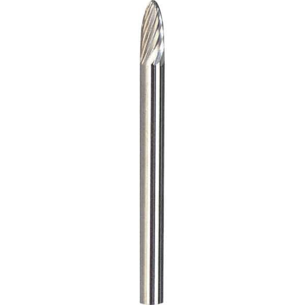 Made in USA - 1/8" Cut Diam, 1/4" Shank Diam, Tree with Radius Head Aluma Cut Burr - Carbide, 1/2" LOC, 2" OAL - Exact Tool & Supply