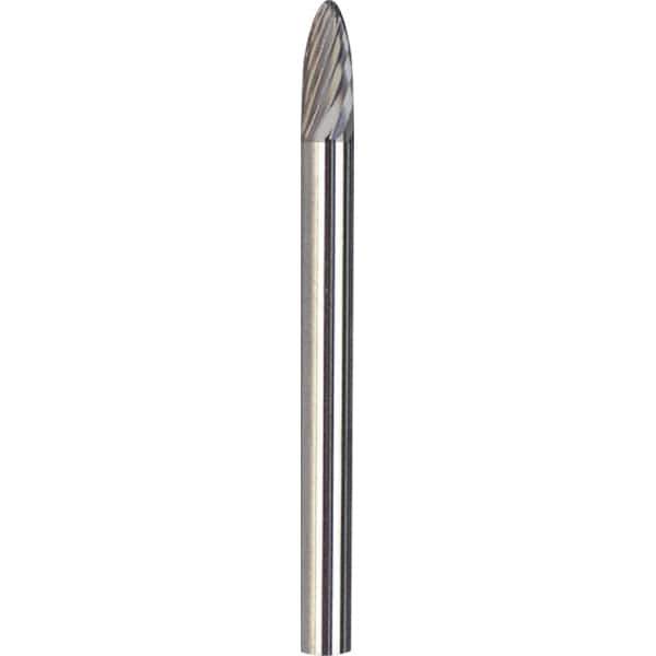 Made in USA - 6mm Cut Diam, 0.2362" Shank Diam, Tree with Radius Head Diamond Cut Burr - Carbide, 16mm LOC, 50mm OAL - Exact Tool & Supply