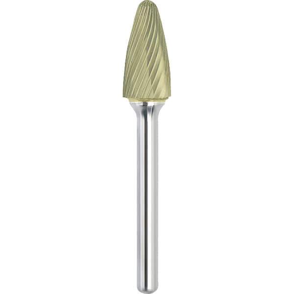 Made in USA - 1/4" Cut Diam, 1/8" Shank Diam, Tree with Radius Head Single Cut Burr - Carbide, 1/2" LOC, 2" OAL - Exact Tool & Supply