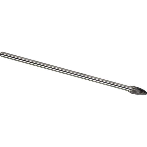 Made in USA - 1/2" Cut Diam, 0.2362" Shank Diam, Tree with Radius Head Single Cut Burr - Carbide, 25mm LOC, 175mm OAL - Exact Tool & Supply