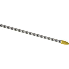 Made in USA - 1/2" Cut Diam, 1/4" Shank Diam, Tree with Radius Head Single Cut Burr - Carbide, 1" LOC, 7" OAL - Exact Tool & Supply