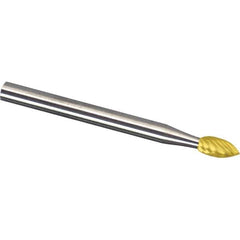 Made in USA - 6mm Cut Diam, 0.2362" Shank Diam, Flame Head Diamond Cut Burr - Carbide, 12.7mm LOC, 50mm OAL - Exact Tool & Supply
