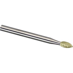 Made in USA - 6mm Cut Diam, 0.2362" Shank Diam, Flame Head Single Cut Burr - Carbide, 12.7mm LOC, 50mm OAL - Exact Tool & Supply