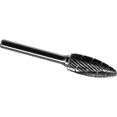 Made in USA - 1/2" Cut Diam, 1/4" Shank Diam, Flame Head Chipbreaker Cut Burr - Carbide, 1-1/4" LOC, 3" OAL - Exact Tool & Supply
