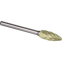 Made in USA - 1/2" Cut Diam, 0.2362" Shank Diam, Flame Head Aluma Cut Burr - Carbide, 32mm LOC, 77mm OAL - Exact Tool & Supply