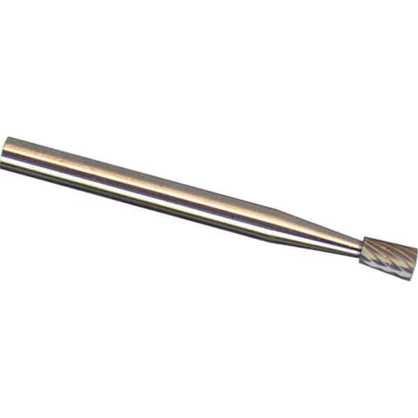 Made in USA - 6mm Cut Diam, 0.2362" Shank Diam, Inverted Cone Head Aluma Cut Burr - Carbide, 8mm LOC, 50mm OAL - Exact Tool & Supply