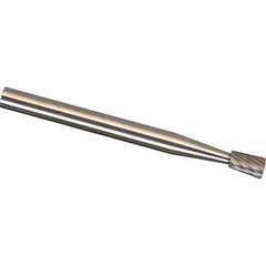 Made in USA - 6mm Cut Diam, 0.2362" Shank Diam, Inverted Cone Head Aluma Cut Burr - Carbide, 8mm LOC, 50mm OAL - Exact Tool & Supply