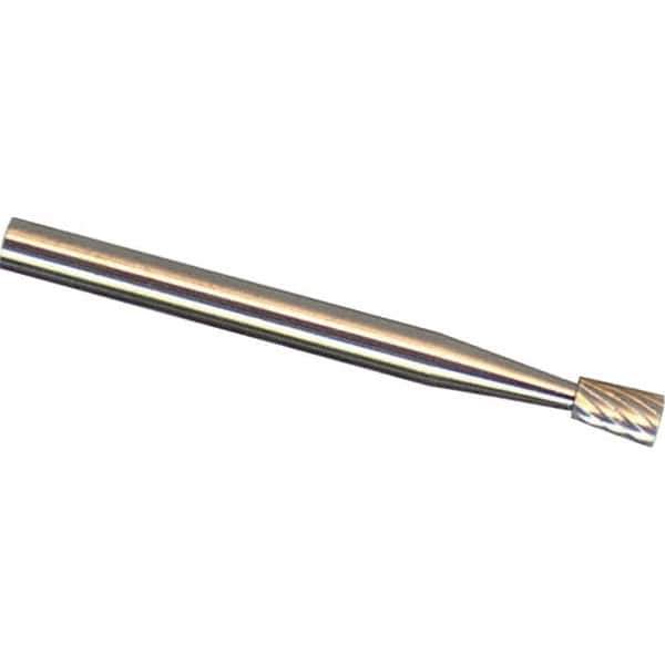 Made in USA - 1/4" Cut Diam, 1/4" Shank Diam, Inverted Cone Head Chipbreaker Cut Burr - Carbide, 5/16" LOC, 2" OAL - Exact Tool & Supply