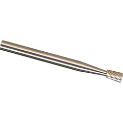 Made in USA - 1/4" Cut Diam, 1/4" Shank Diam, Inverted Cone Head Chipbreaker Cut Burr - Carbide, 5/16" LOC, 2" OAL - Exact Tool & Supply