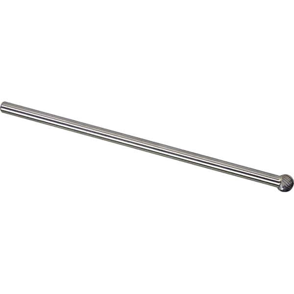 Made in USA - 9.5mm Cut Diam, 0.2362" Shank Diam, Ball Head Single Cut Burr - Carbide, 8mm LOC, 158mm OAL - Exact Tool & Supply