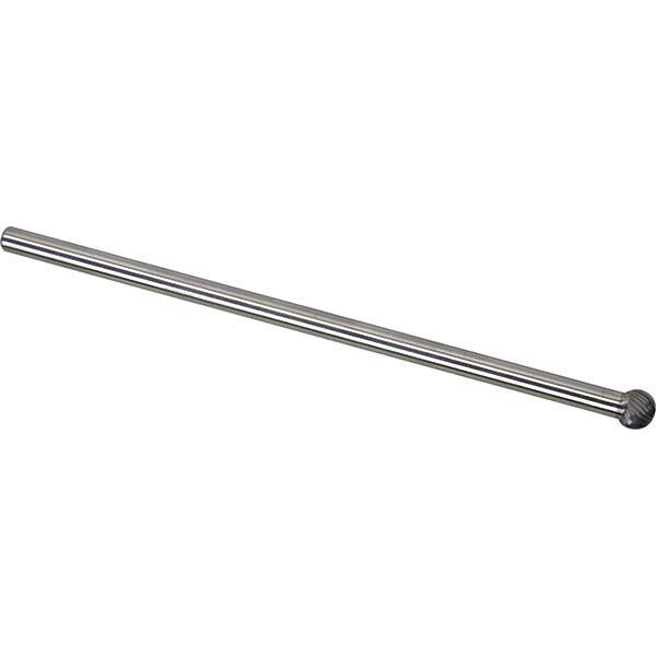 Made in USA - 3/8" Cut Diam, 1/4" Shank Diam, Ball Head Single Cut Burr - Carbide, 5/16" LOC, 6-3/8" OAL - Exact Tool & Supply