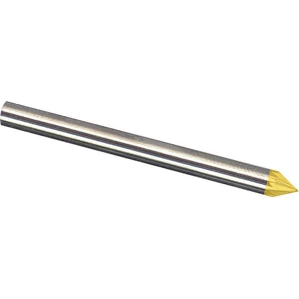 Made in USA - 1/4" Cut Diam, 1/4" Shank Diam, Cone Head Diamond Cut Burr - Carbide, 3/16" LOC, 2" OAL - Exact Tool & Supply