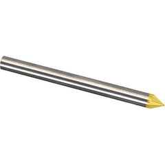 Made in USA - 1/4" Cut Diam, 1/4" Shank Diam, Cone Head Diamond Cut Burr - Carbide, 3/16" LOC, 2" OAL - Exact Tool & Supply