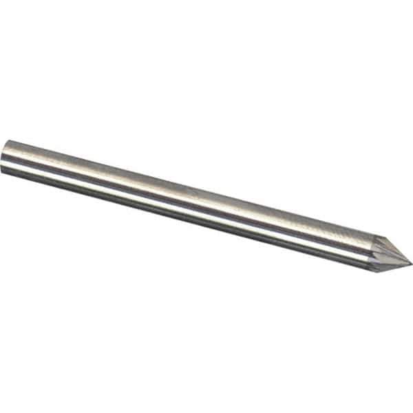 Made in USA - 1/4" Cut Diam, 1/4" Shank Diam, Cone Head Diamond Cut Burr - Carbide, 3/16" LOC, 2" OAL - Exact Tool & Supply