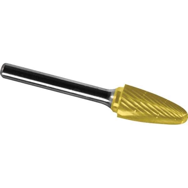 Made in USA - 3/4" Cut Diam, 3/8" Shank Diam, Tree with Radius Head Chipbreaker Cut Burr - Carbide, 1-1/2" LOC, 3-1/4" OAL - Exact Tool & Supply