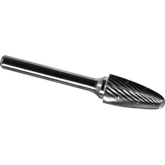 Made in USA - 3/8" Cut Diam, 1/4" Shank Diam, Tree with Radius Head Chipbreaker Cut Burr - Carbide, 3/4" LOC, 2-1/2" OAL - Exact Tool & Supply