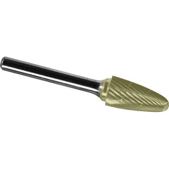 Made in USA - 19mm Cut Diam, 0.2362" Shank Diam, Tree with Radius Head Chipbreaker Cut Burr - Carbide, 38mm LOC, 83mm OAL - Exact Tool & Supply