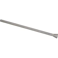 Made in USA - 1/2" Cut Diam, 1/4" Shank Diam, Inverted Cone Head Double Cut Burr - Carbide, 1/2" LOC, 6-1/2" OAL - Exact Tool & Supply