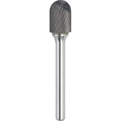 Made in USA - 6.3mm Cut Diam, 0.1181" Shank Diam, Cylinder with Radius Head Single Cut Burr - Carbide, 12.7mm LOC, 50mm OAL - Exact Tool & Supply