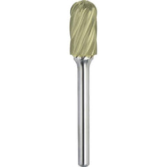 Made in USA - 16mm Cut Diam, 0.2362" Shank Diam, Cylinder with Radius Head Aluma Cut Burr - Carbide, 25mm LOC, 70mm OAL - Exact Tool & Supply