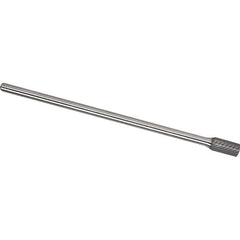 Made in USA - 1/2" Cut Diam, 1/4" Shank Diam, Cylinder Head Single Cut Burr - Carbide, 1" LOC, 7" OAL - Exact Tool & Supply