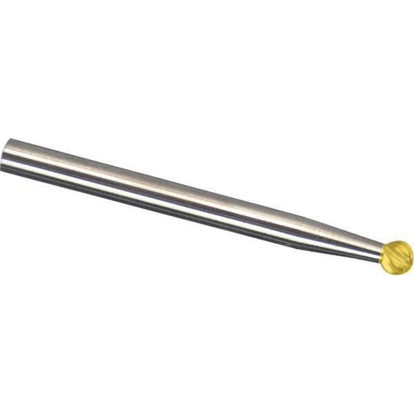 Made in USA - 3/32" Cut Diam, 1/8" Shank Diam, Ball Head Aluma Cut Burr - Carbide, 3/32" LOC, 1-1/2" OAL - Exact Tool & Supply
