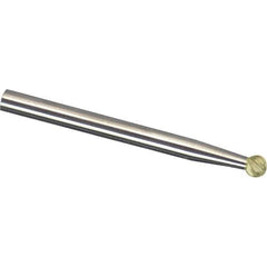 Made in USA - 3mm Cut Diam, 0.2362" Shank Diam, Ball Head Aluma Cut Burr - Carbide, 2mm LOC, 50mm OAL - Exact Tool & Supply