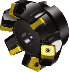 Sandvik Coromant - 200mm Cut Diam, 47.63mm Arbor Hole, 6mm Max Depth of Cut, 45° Indexable Chamfer & Angle Face Mill - 12 Inserts, 345R-13T5 Insert, Right Hand Cut, Series CoroMill 345 - Exact Tool & Supply