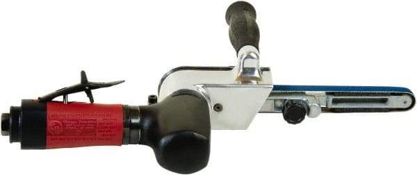 Chicago Pneumatic - 1/2 x 18 Inch, 20,000 RPM Air Belt Sander - 0.5 Hp, 1/4 Inch Inlet, 10.24 CFM Air Consumption, Rear Exhaust - Exact Tool & Supply