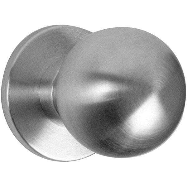 Falcon - 1-3/8 to 1-7/8" Door Thickness, Satin Chrome Passage Knob Lockset - 2-3/4" Back Set, Stainless Steel - Exact Tool & Supply