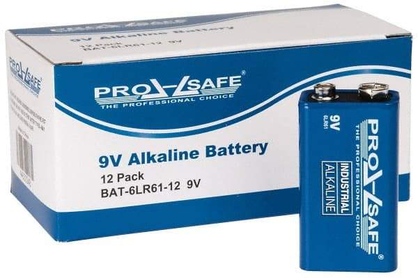 PRO-SAFE - Size 9V, Alkaline, Standard Battery - 9 Volts, Miniature Snap Terminal, 6LR61 - Exact Tool & Supply